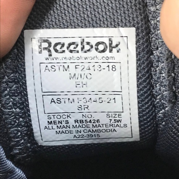 Reebok Fusion Flexweave Comp Toe Work‎ Shoes Mens 7.5 Wide Gray Mesh Lace Up - Picture 5 of 8